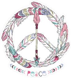 Boho Feather and Arrow Hippie Peace Sign Sticker