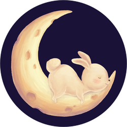Rabbit Sleep On Moon Sticker