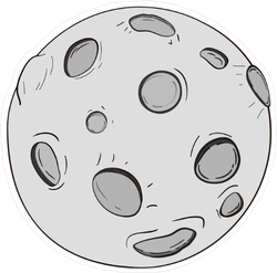 Cartoon Grey Moon Sticker