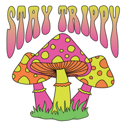 Psychedelic Hippie "Stay Trippy" Cool Mushrooms Sticker