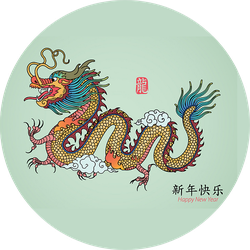 Year Of Dragon Illustration Sticker