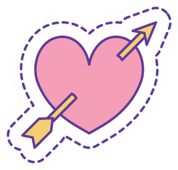 Heart With Arrow Line And Fill Style Sticker
