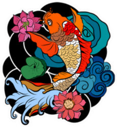 Illustration Of Japanese Koi Fish Sticker