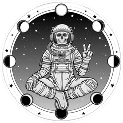 Skeleton Astronaut Moon Phase Sticker