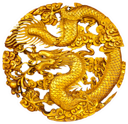 Golden Dragon Statue Sticker