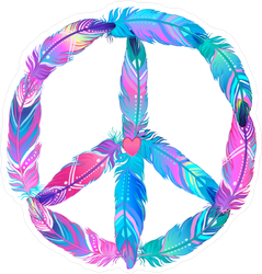 Feather Peace Sign Sticker