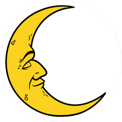 Cartoon Crescent Moon With Face Sticker
