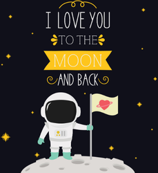 I Love You To The Moon And Back Heart Flag Sticker