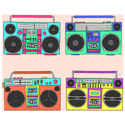 80s Boomboxes Illustration Sticker