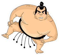 Illustration Of A Sumo Wrestler With One Leg Raised Sticker