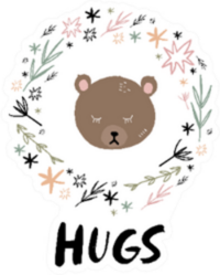 Bear Hugs Floral Illustration Sticker
