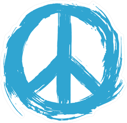 Blue Painted Peace Sign Sticker