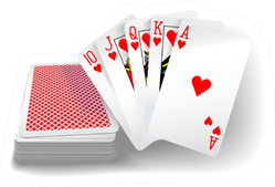 Royal Flush Hearts Five Card Poker Hand Sticker