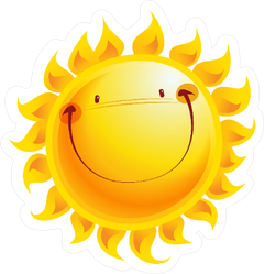 Shining Yellow Smiling Sun Cartoon Sticker