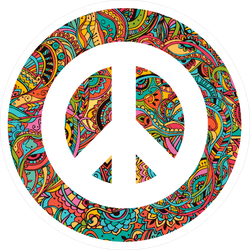 Hippie Style Ornamental Watercolor Peace Sign Sticker