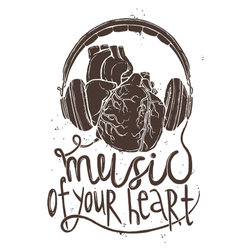 Anatomical Heart With Headphones Music Sticker