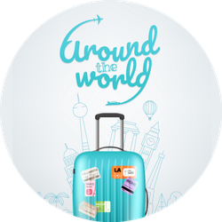 Around The World Suitcase Travel Sticker