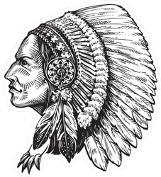 American Indian Chief Illustration Sticker