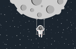 Astronaut Swinging On The Moon Sticker