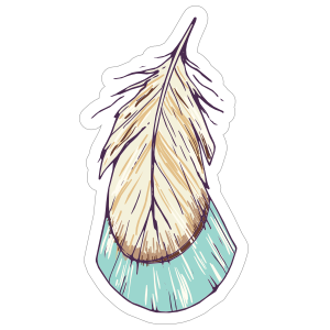 Blue and Tan Tail Feather Boho Sticker