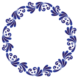 Blue Ornamental Round Decorative Shape Sticker 