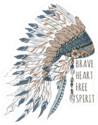 Brave Heart Free Spirit Native American Headdress Sticker