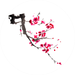 Chinese Watercolor Cherry Painting Sticker