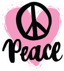 Peace Sign Pink Heart Sticker