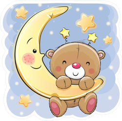 Cute Cartoon Teddy Bear On The Moon Sticker