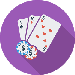 Playing Cards And Poker Chips On Purple Sticker