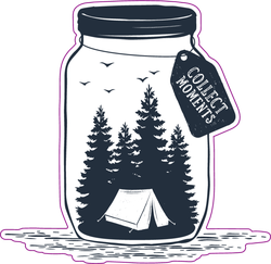 "Collect Moments" Travel Badge With Pine Trees In A Jar