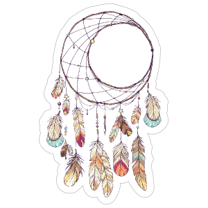 Crescent Moon Dreamcatcher with Feathers Boho Sticker