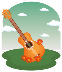Guitar With Flowers Hippie Culture Sticker