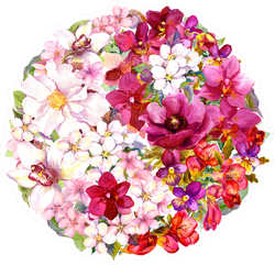 Yin Yang Symbol With Flowers Sticker