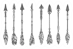 Ethnic Arrow Set In Sketch Sticker