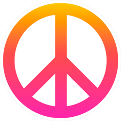 Pink and Orange Peace Sign Sticker