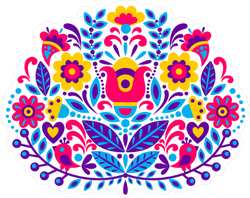 Native American Floral Decoration Sticker