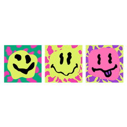 Three Melting Happy Faces Psychedelic Sticker