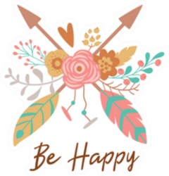 Boho Chic Arrows "Be Happy" Sticker