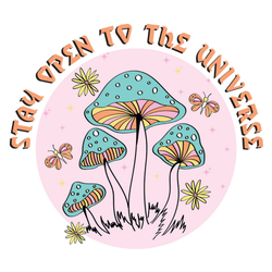 Stay Open To The Hippie Lettering Mushroom Illustration Sticker