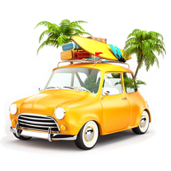 Funny Retro Car Summer Travel Illustration Sticker