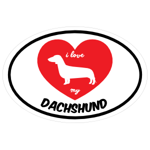 Handwritten I Love My Dachshund With Heart Oval Magnet