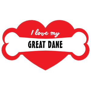 Handwritten I Love My Great Dane With Bone And Heart Magnet
