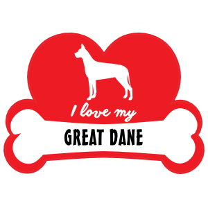 Handwritten I Love My Great Dane With Dog Bone And Heart Magnet