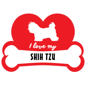 Handwritten I Love My Shih Tzu With Dog Bone And Heart Magnet