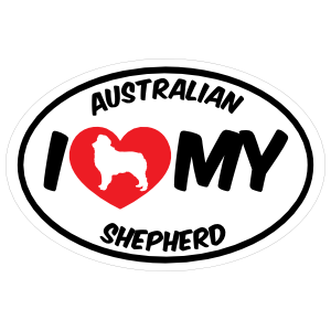 I Love My Australian Shepherd With Big Text Oval Magnet