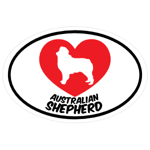 I Love My Australian Shepherd With Heart Oval Magnet