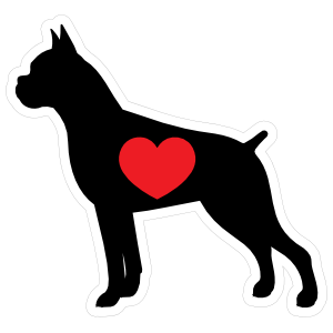 I Love My Boxer Silhouette With Heart Magnet
