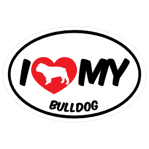 I Love My Bulldog With Big Text Oval Magnet
