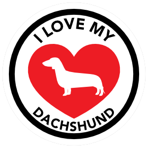 I Love My Dachshund With Big Heart Circle Magnet